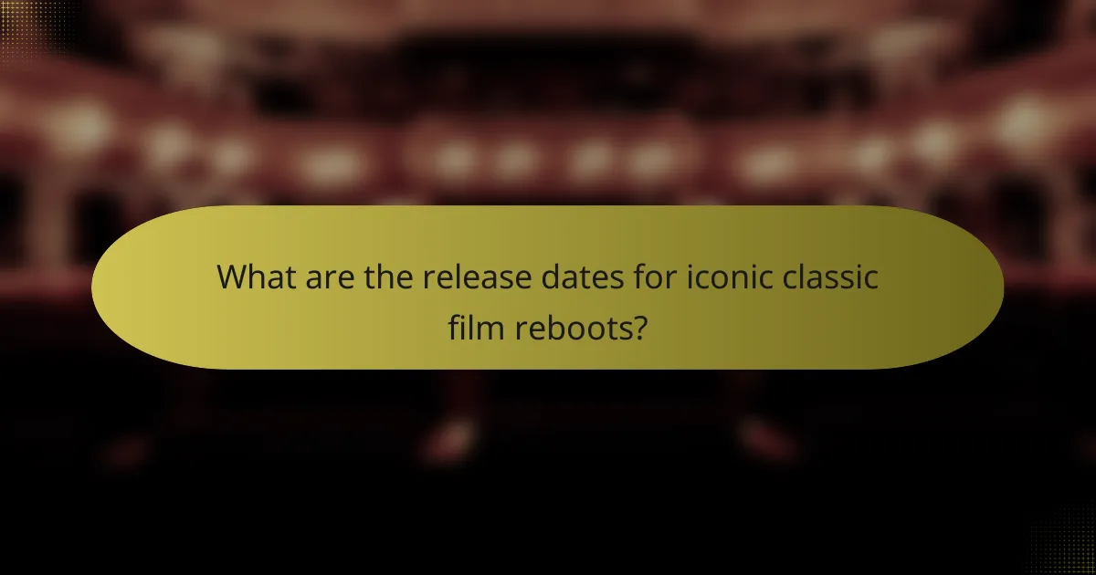 What are the release dates for iconic classic film reboots?
